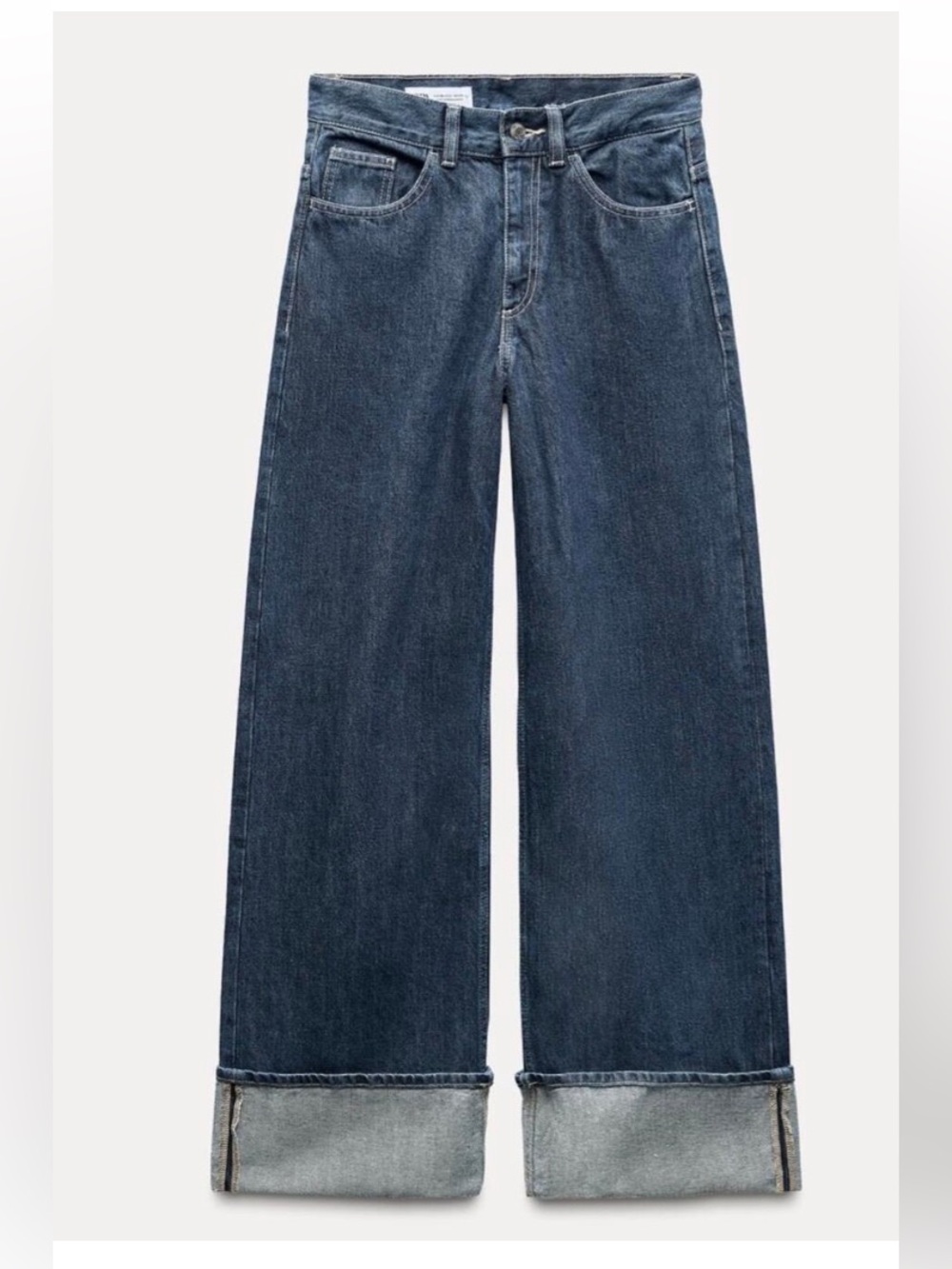 Zara Dark Blue Wide-Leg Denim Jeans - Picture 2 of 6